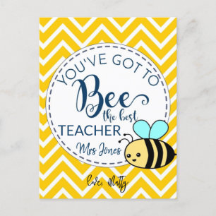 Tarjeta postal de la mejor profesora abeja