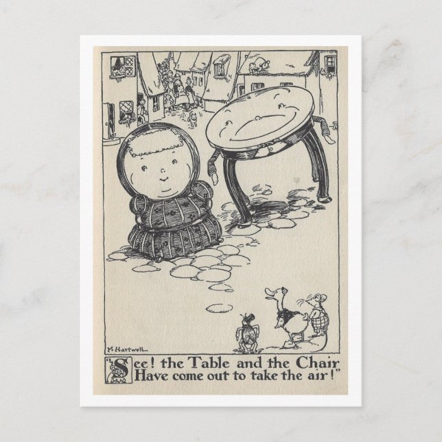 Tarjeta postal de la mesa de Ilustracion de libros (Anverso)