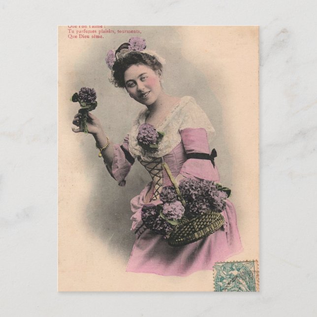 tarjeta postal de la mujer violeta victoriana (Anverso)