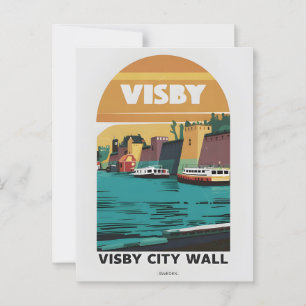 Tarjeta postal de la muralla de la ciudad de Visby