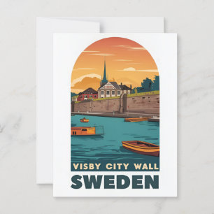 Tarjeta postal de la muralla de la ciudad de Visby