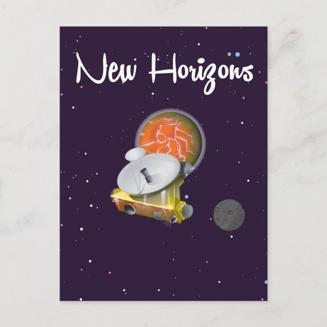 Tarjeta postal de la nave espacial New Horizons en (Anverso)
