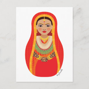 Tarjeta postal de la novia nepali Matryoshka