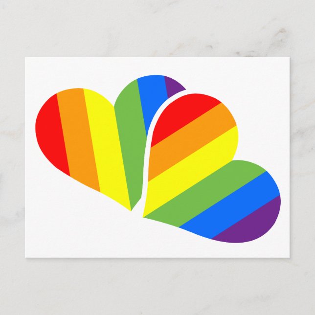 Tarjeta postal de la pareja del orgullo arcoiris (Anverso)