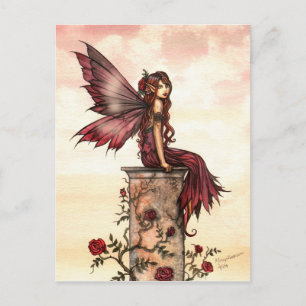 Tarjeta postal de la pequeña hada de la rosa escar