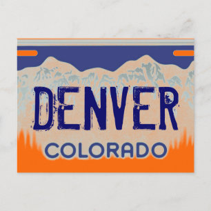 Tarjeta postal de la placa azul del naranja Denver