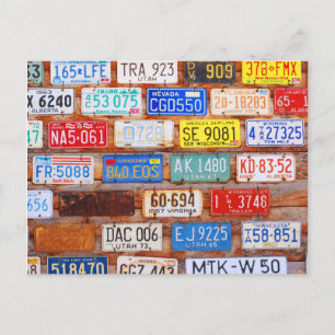 Tarjeta postal de la placa de licencia de viaje