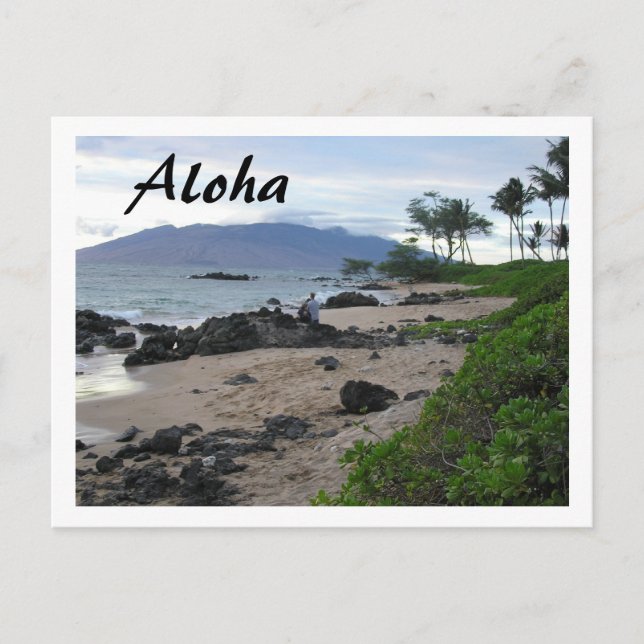 TARJETA POSTAL DE LA PLAYA "ALOHA DE MAUI" (Anverso)