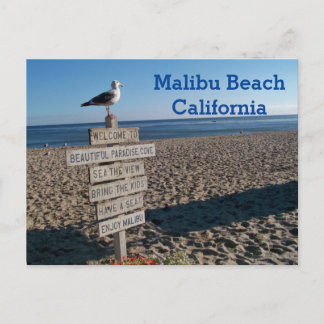 Tarjeta postal de la playa de Malibu - Letrero de 
