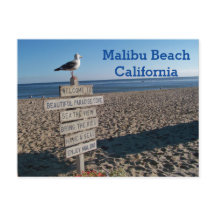 Tarjeta postal de la playa de Malibu - Letrero de 