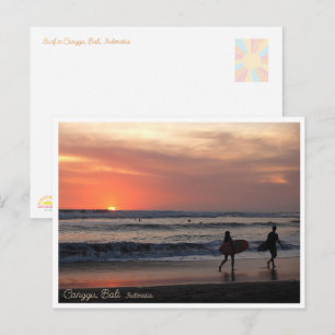 Tarjeta postal de la playa de Sunset Surf en Bali,