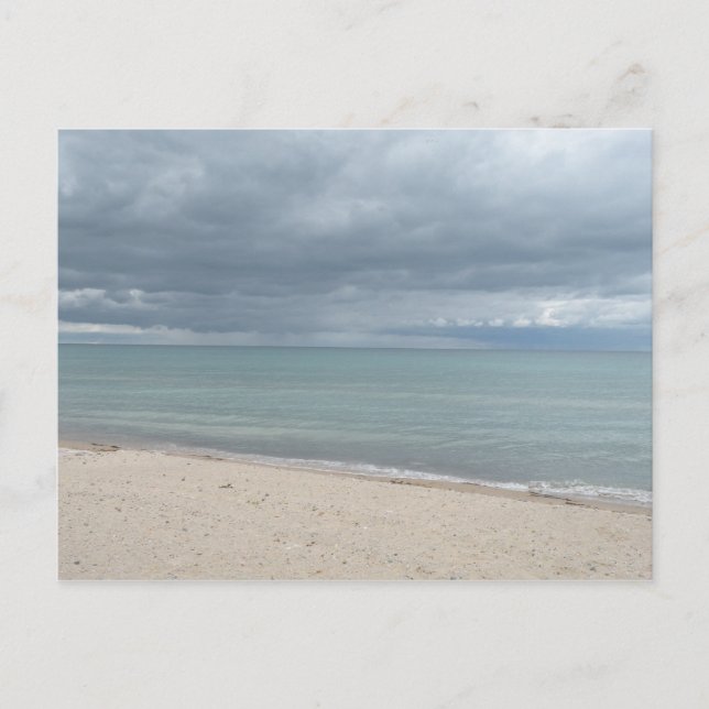 Tarjeta postal de la playa del lago (Anverso)