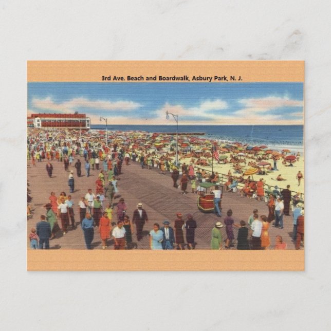 Tarjeta postal de la playa Vintage Asbury Park Nue (Anverso)