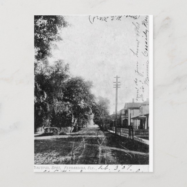 Tarjeta postal de la playa virgen Fernandina de Fl (Anverso)