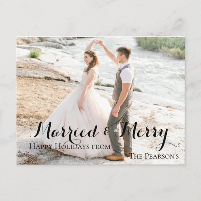 Tarjeta postal de la primera Navidad de recién cas (Anverso)