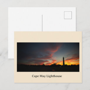 Tarjeta postal de la puesta de sol del faro de Cap