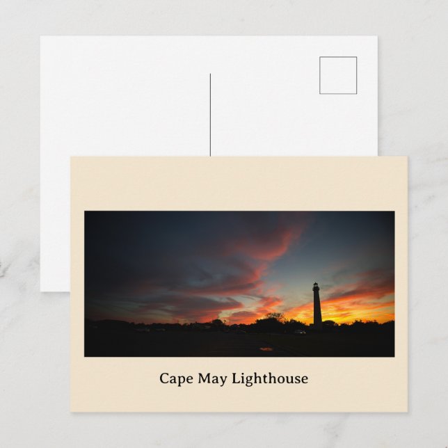 Tarjeta postal de la puesta de sol del faro de Cap (Anverso / Reverso)