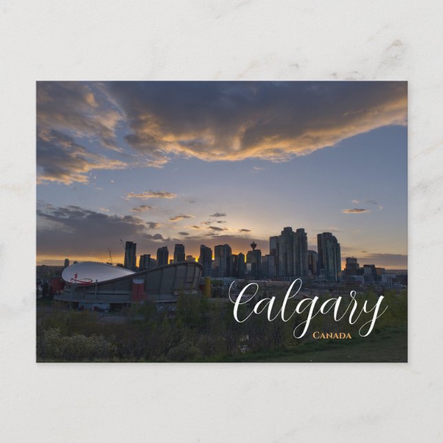 Tarjeta postal de la puesta de sol en el centro de (Anverso)