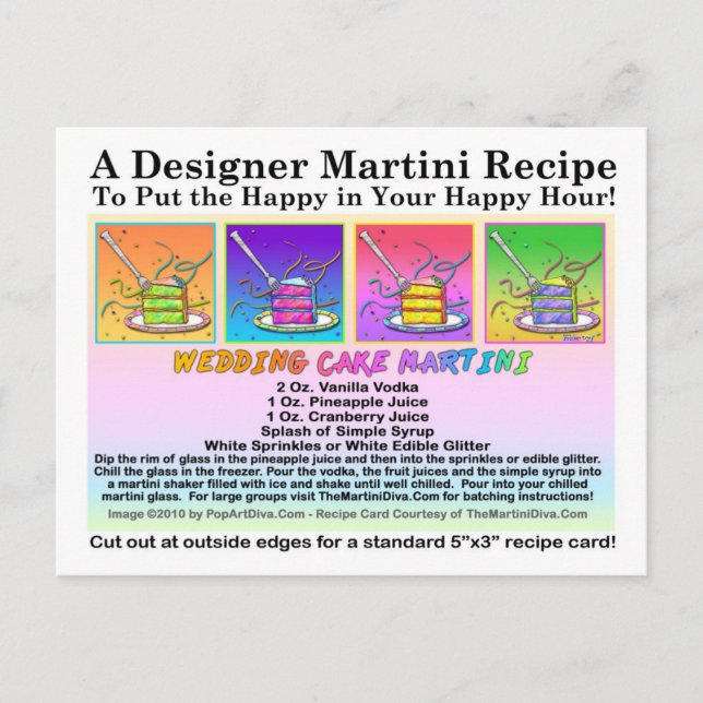 Tarjeta postal de la receta de Cake Martini para b (Anverso)