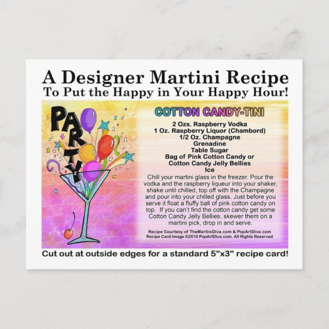 Tarjeta postal de la receta de Cotton Candy Martin (Anverso)