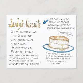 Tarjeta Postal de la Receta de Galletas de Judy