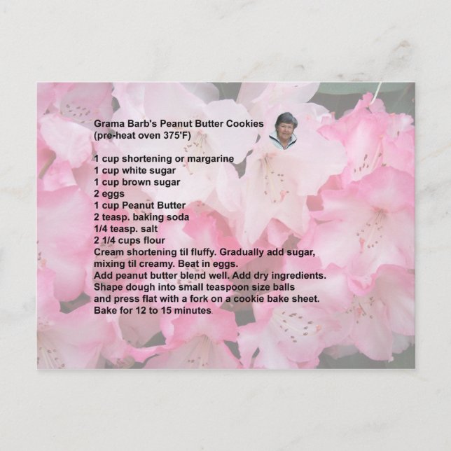 Tarjeta postal de la receta de galletas de mantequ (Anverso)