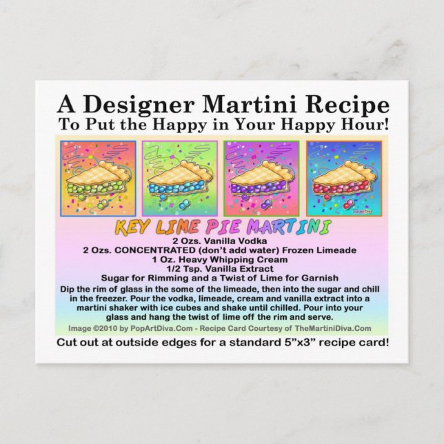 Tarjeta postal de la receta de Lime Pie Martini (Anverso)