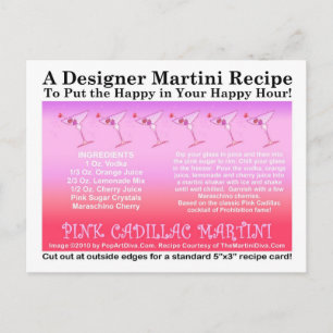 Tarjeta postal de la receta de Martini Cadillac ro