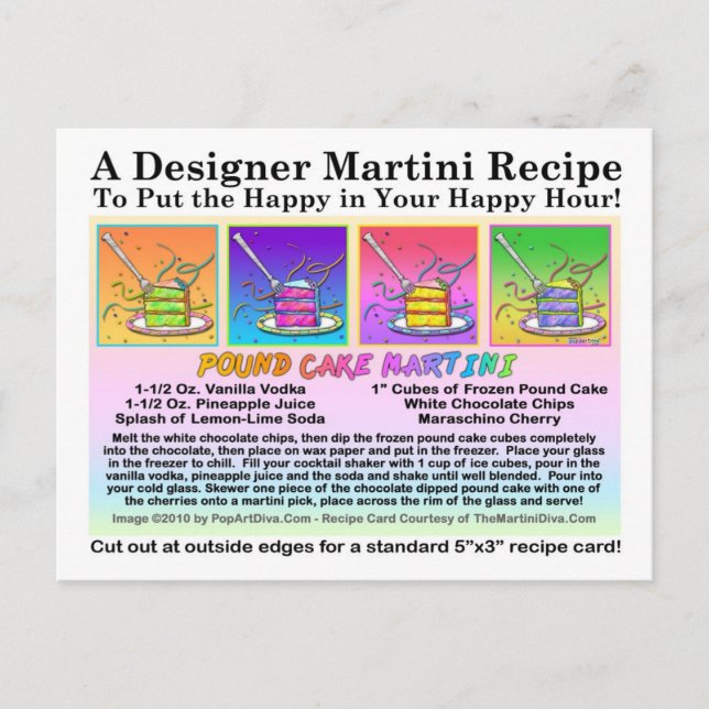 Tarjeta postal de la receta de Martini por copas (Anverso)