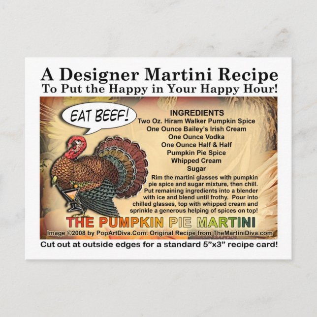 Tarjeta postal de la receta del Martini de tarta d (Anverso)