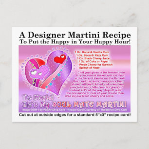 Tarjeta postal de la receta del Martini del Alma G