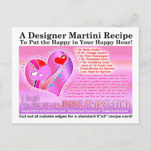 Tarjeta postal de la receta del Martini Pink Flirt