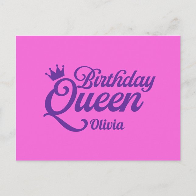Tarjeta postal de la reina de cumpleaños (Anverso)