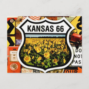 Tarjeta postal de la ruta 66 de Kansas