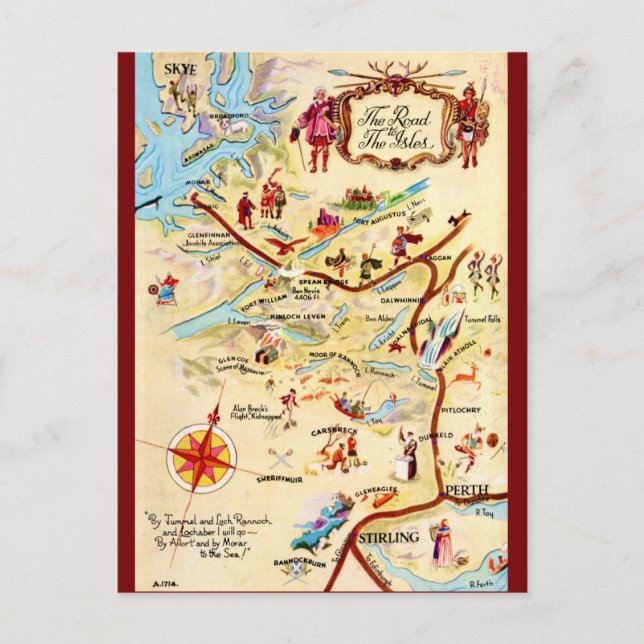 Tarjeta postal de la ruta de Escocia a las Islas (Anverso)