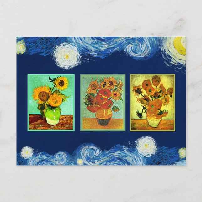 Tarjeta postal de la serie Girasoles de Van Gogh (Anverso)