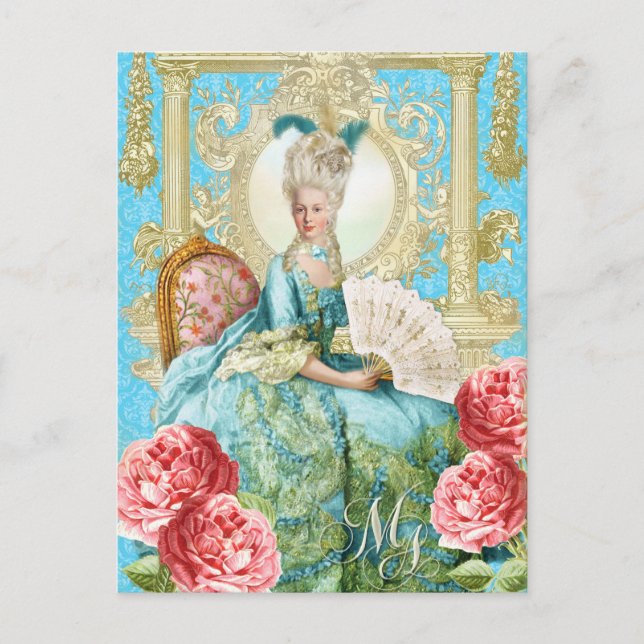 Tarjeta postal de la silla azul Marie Antoinette P (Anverso)