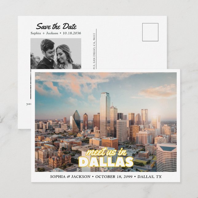Tarjeta Postal de la Silueta de Dallas para Salvar (Anverso / Reverso)