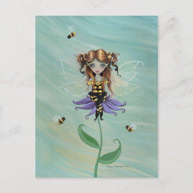 Tarjeta postal de la simpática hada abeja abejorro (Anverso)
