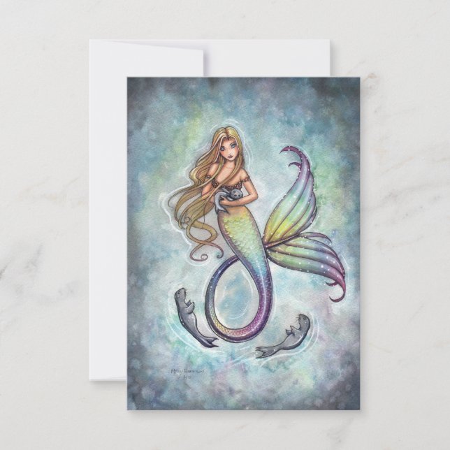 Tarjeta postal de la Sirena y las crías de foca (Anverso)