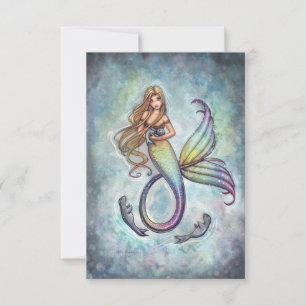 Tarjeta postal de la Sirena y las crías de foca