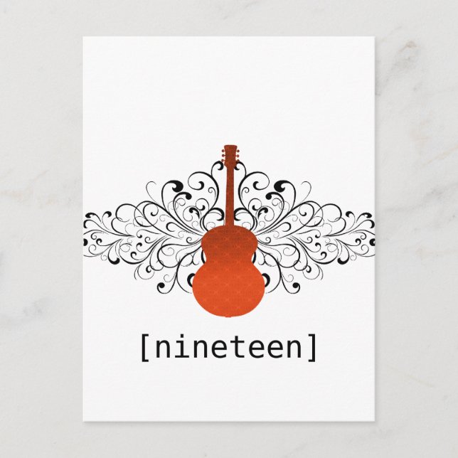 Tarjeta postal de la tabla de guitarra del naranja (Anverso)