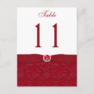 Tarjeta postal de la tabla floral roja y blanca de