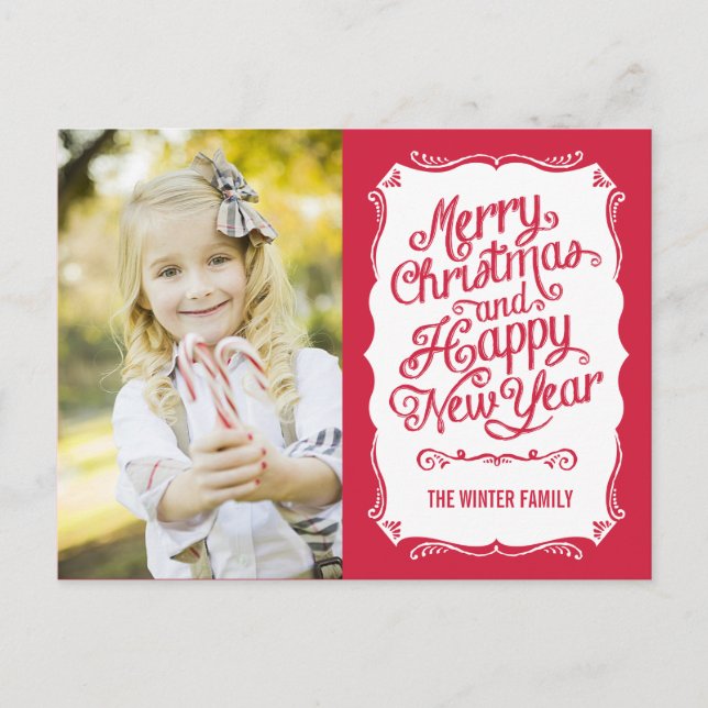 Tarjeta postal de la tarjeta fotográfica navideña  (Anverso)