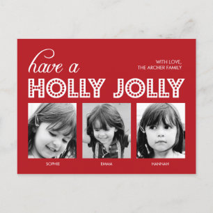 Tarjeta postal de la tarjeta navideña Holly Jolly