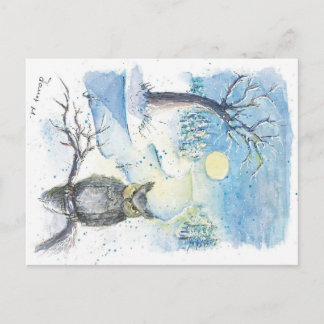 Tarjeta postal de la temporada de búho de invierno