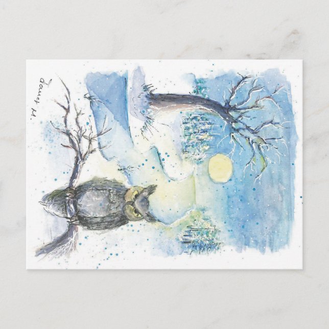 Tarjeta postal de la temporada de búho de invierno (Anverso)