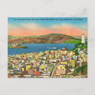 Tarjeta postal de la torre Coit de Alcatraz San Fr