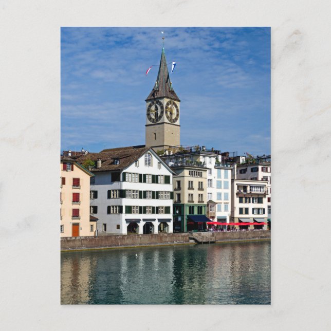 Tarjeta postal de la torre del reloj de Zurich (Anverso)