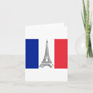 Tarjeta postal de la Torre Eiffel con bandera fran